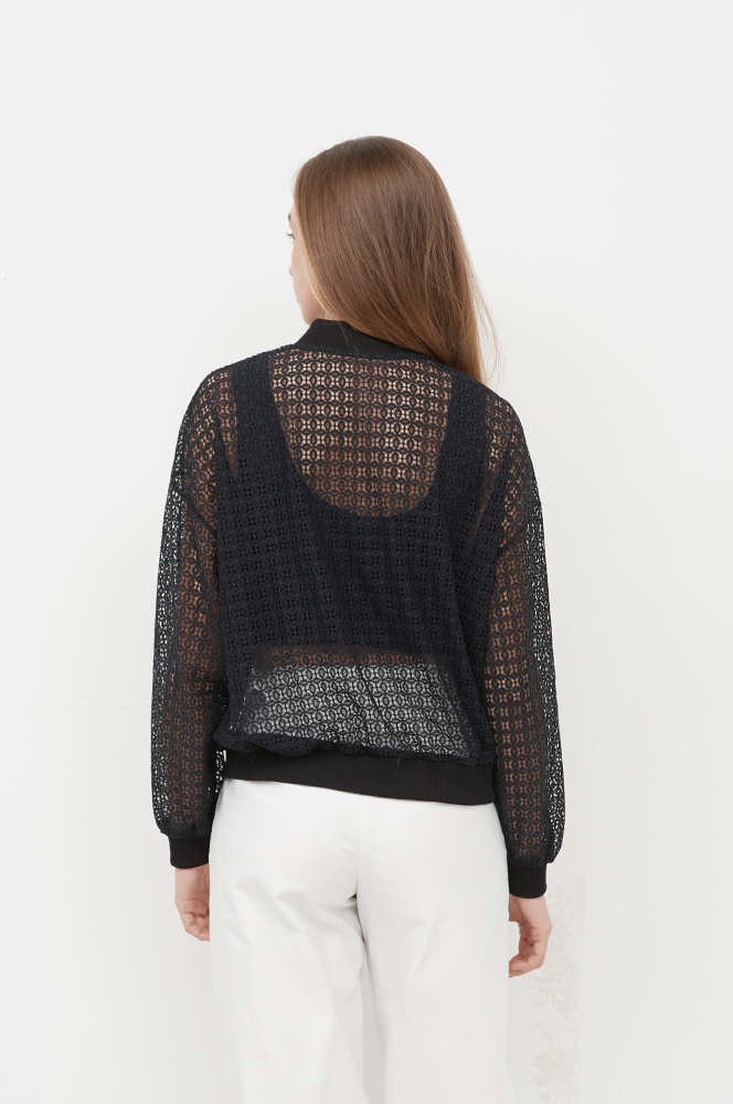 Сорочка-бомбер мереживо чорний (Р 125/7)